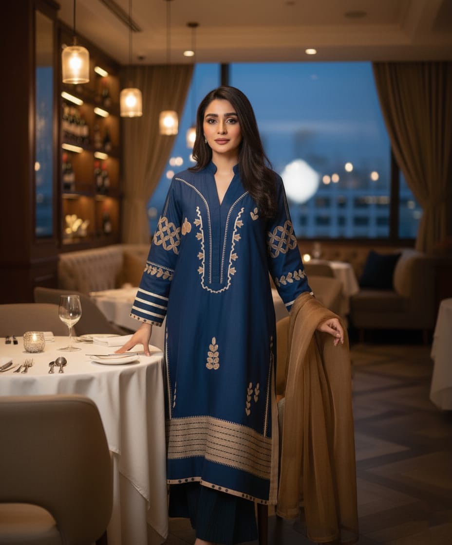 Dhanak 3 Piece Embroidered Dress -197