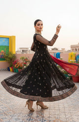 Organza 3 Piece Embroidered Frock - 216