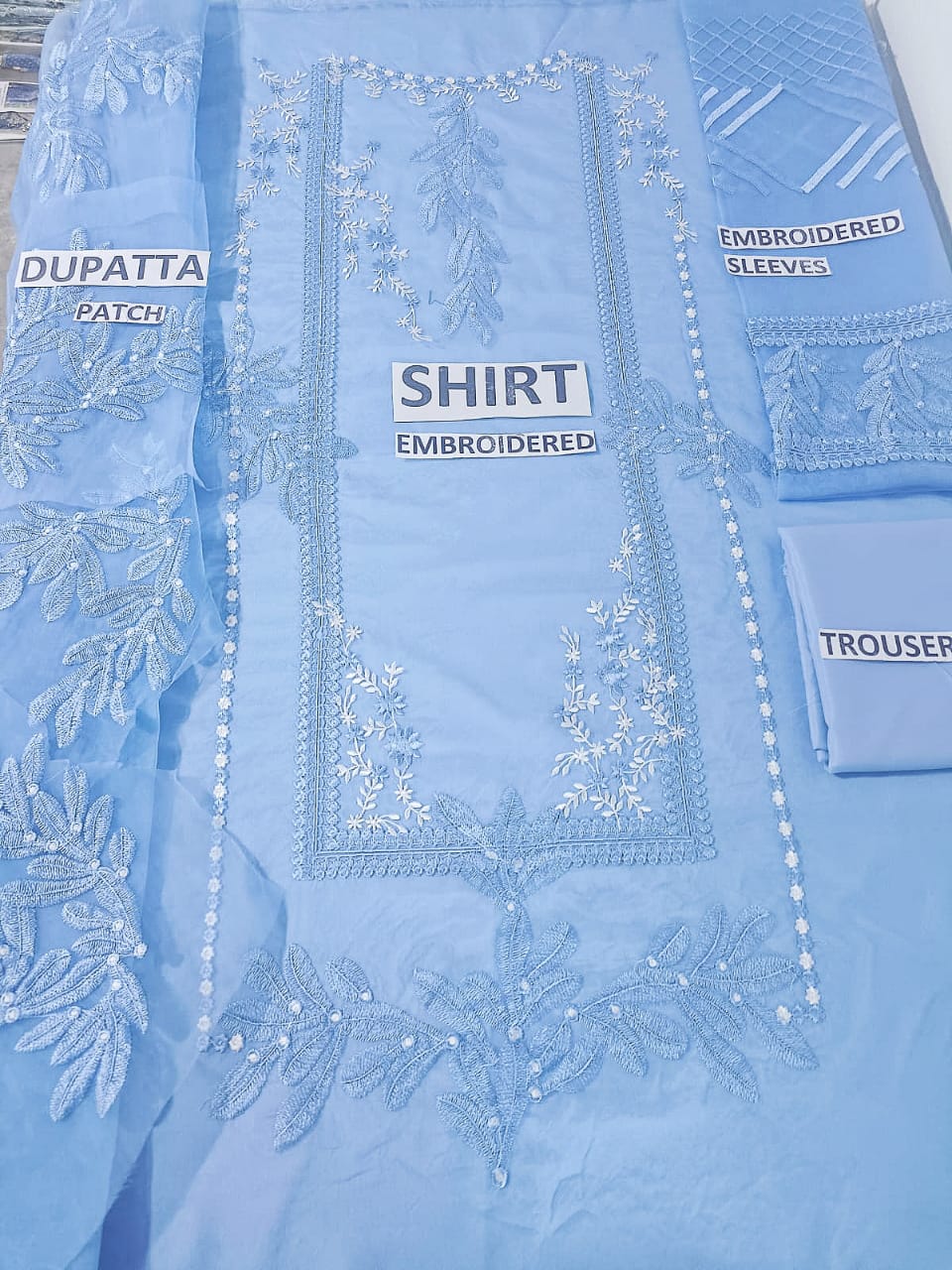 Organza 3 Piece Embroidered Dress - 150