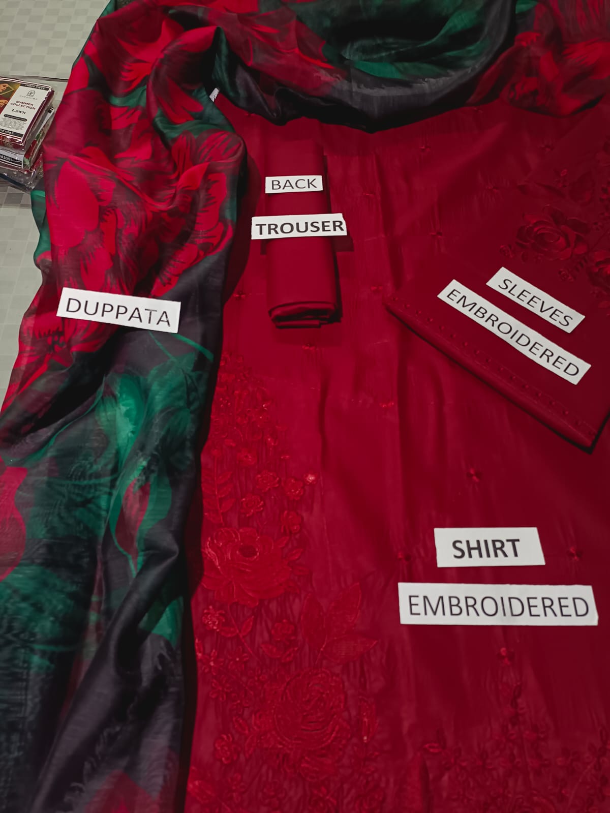 Lawn 3 Piece Embroidered Dress - 372