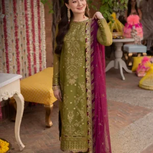 Asim Jofa Luxury Dhanak 3-Piece Suit with Embroidered Shawl – Winter 2025 Collection