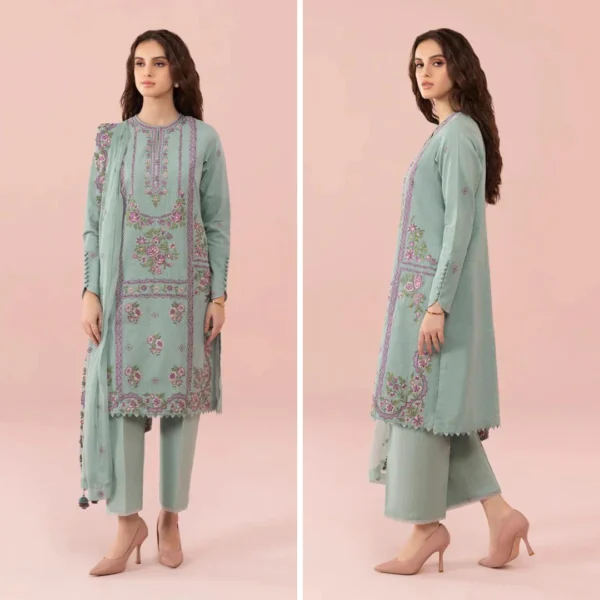 Sapphire Luxury Dhanak 3-Piece Suit with Embroidered Shawl – Winter 2025 Hot Collection - Image 2