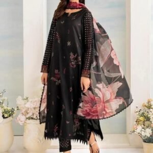 Maria B Designer Lawn Suit – 2025 Luxury Edition with Silk Dupatta