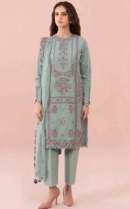 Sapphire Luxury Dhanak 3-Piece Suit with Embroidered Shawl – Winter 2025 Hot Collection