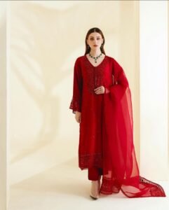 Agha Noor Luxury Dhanak 3-Piece Suit with Embroidered Chiffon Dupatta – Winter 2025 Collection