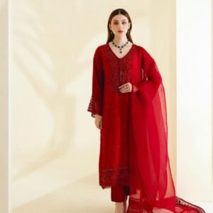 Agha Noor Luxury Dhanak 3-Piece Suit with Embroidered Chiffon Dupatta – Winter 2025 Collection