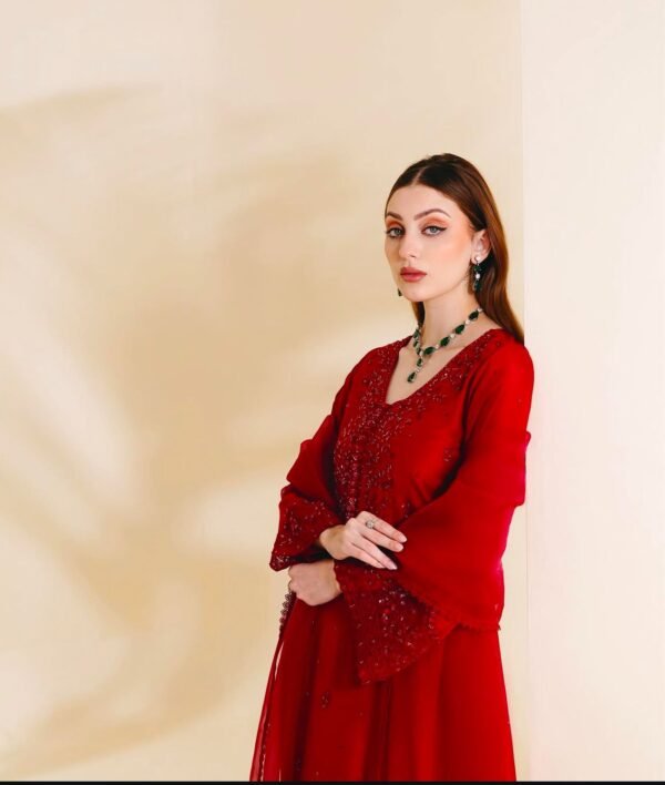 Agha Noor Luxury Dhanak 3-Piece Suit with Embroidered Chiffon Dupatta – Winter 2025 Collection - Image 2