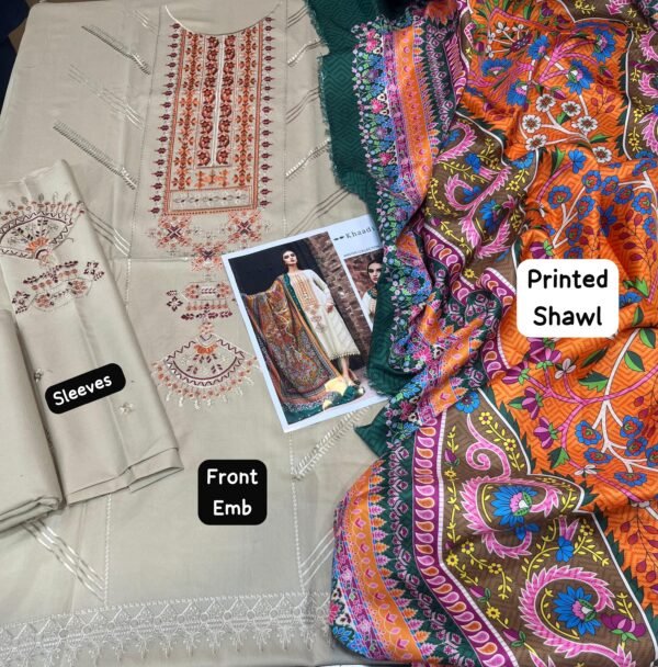 Maria B Luxury Dhanak 3-Piece Suit with Pashmina Shawl – Winter 2025 Hot Collection - Image 5