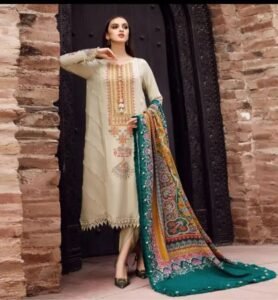 Maria B Luxury Dhanak 3-Piece Suit with Pashmina Shawl – Winter 2025 Hot Collection