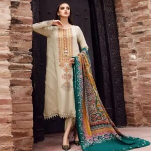 Maria B Luxury Dhanak 3-Piece Suit with Pashmina Shawl – Winter 2025 Hot Collection